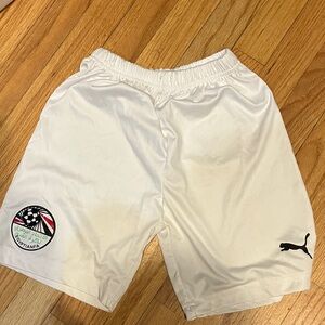 Puma Ivory Soccer Shorts with Emblem